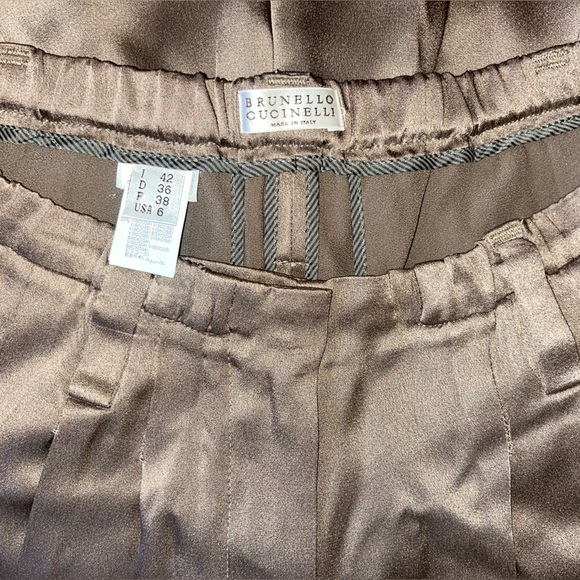 Brunello Cucinelli | Silk Trousers | Brown - Picture 3 of 8